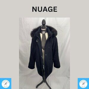 NuAGE DROOPY LOSE FIT WINTER JACKET VELEVITY FEEL WITH FUR HOODIE